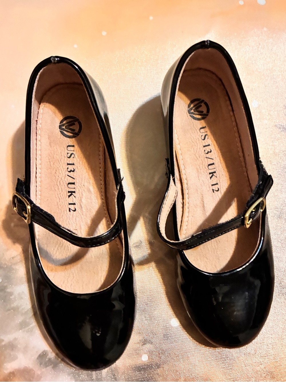 Girls Black Patent Mary Jane Shoes with Buckle US 13